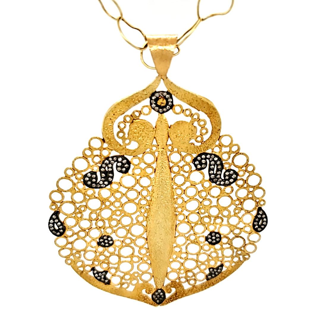 "Hawa" - Pendant on Mango Chain in 14kt Yellow Gold by JS Noor - The Rutile Ltd
