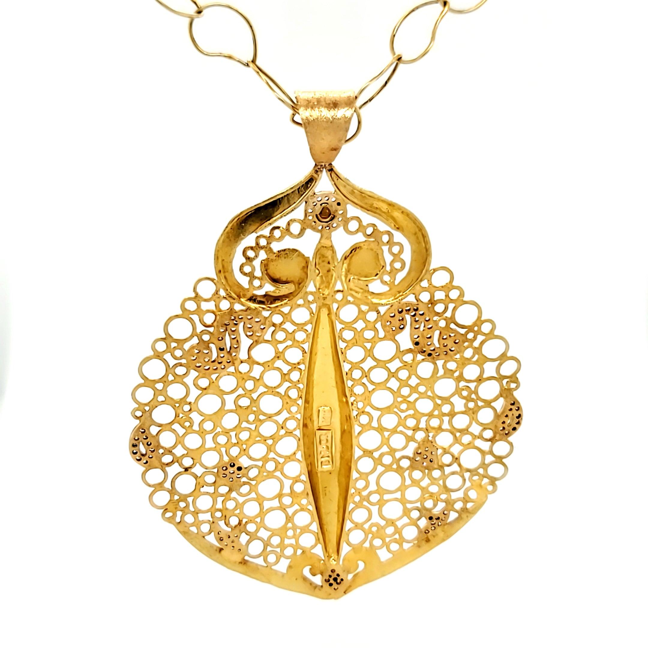 "Hawa" - Pendant on Mango Chain in 14kt Yellow Gold by JS Noor - The Rutile Ltd