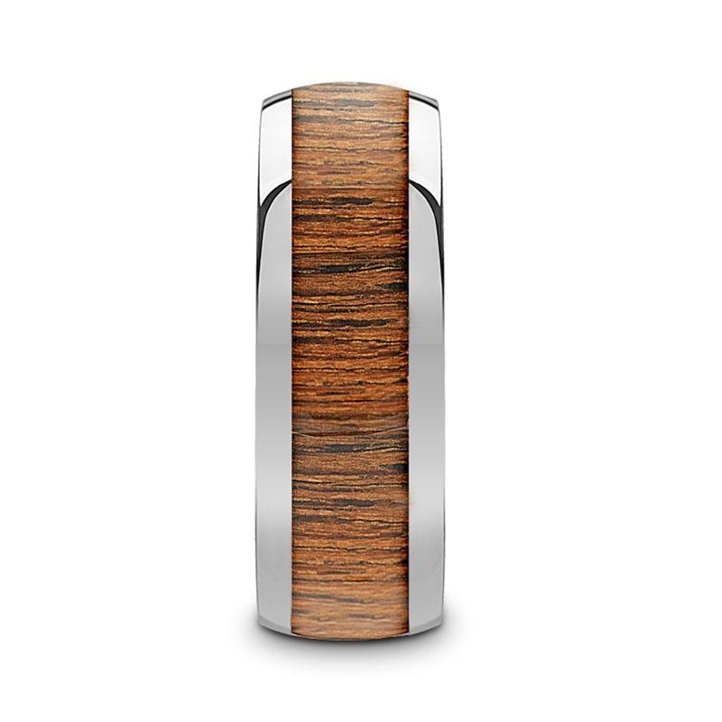 KAMEHA - Tungsten Domed Profile Polished Finish Men’s Wedding Ring with Koa Wood Inlay - 8mm - The Rutile Ltd