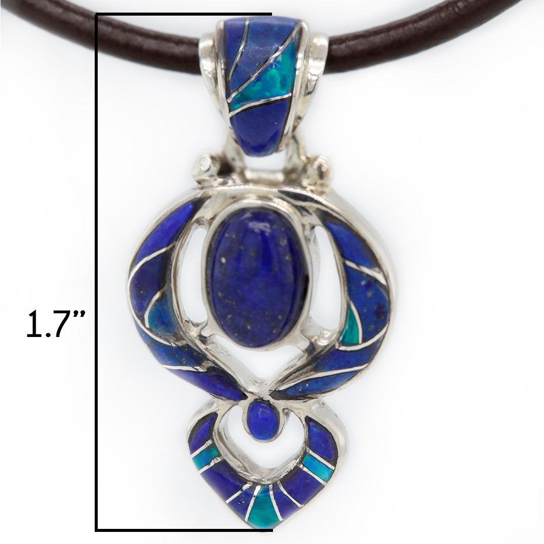Lapis Lazuli with Japanese Opal Pendant in Sterling Silver - The Rutile Ltd