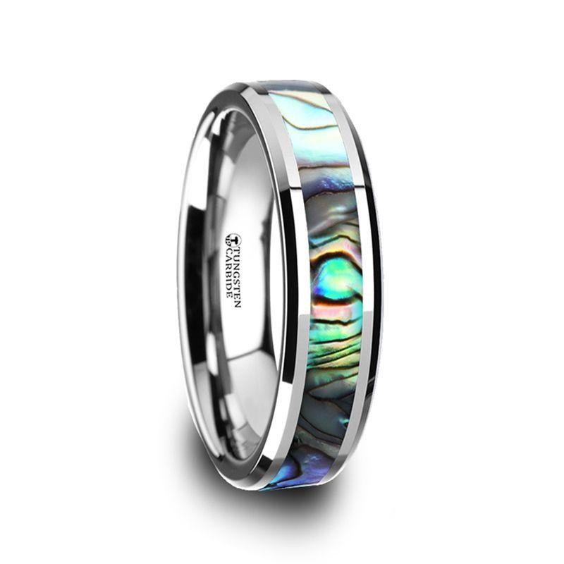 MAUI - Tungsten Wedding Band with Mother of Pearl Inlay - 4-10mm - The Rutile Ltd