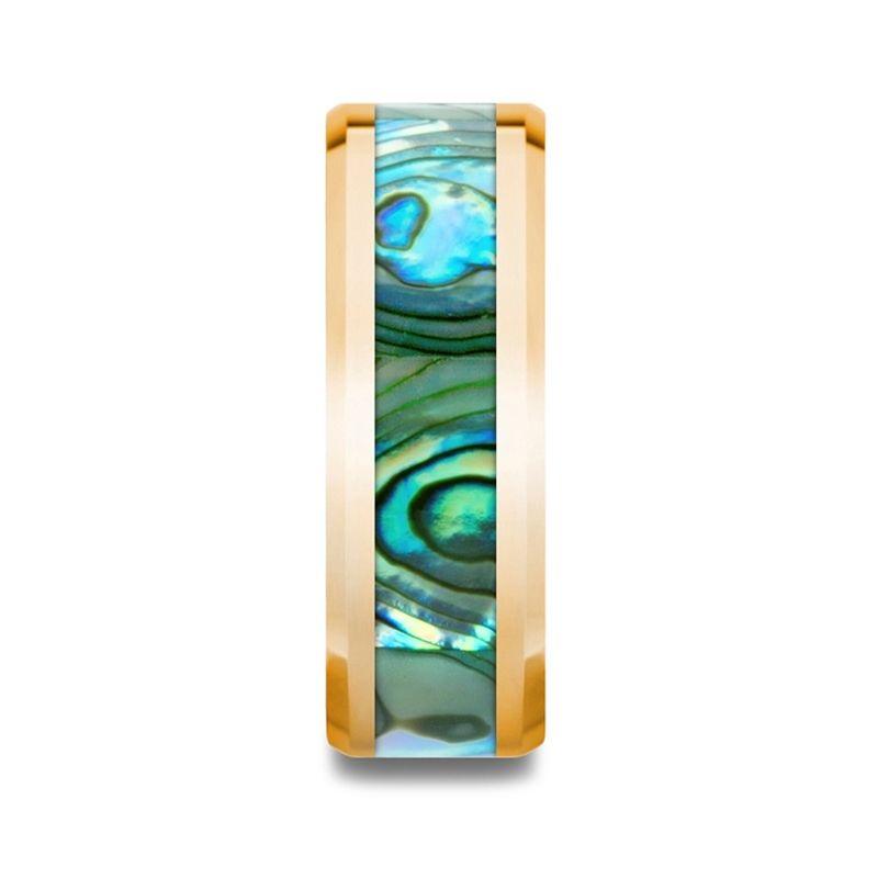 NACRE - Beveled Polished 14K Yellow Gold Mother of Pearl Inlay - 8mm - The Rutile Ltd