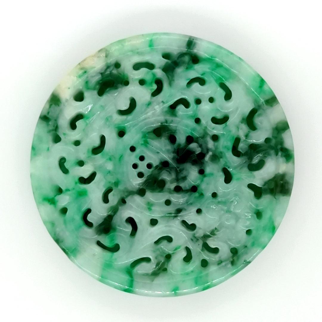 Natural Green Jade Carved Medallion - Mason-Kay Jade - The Rutile Ltd
