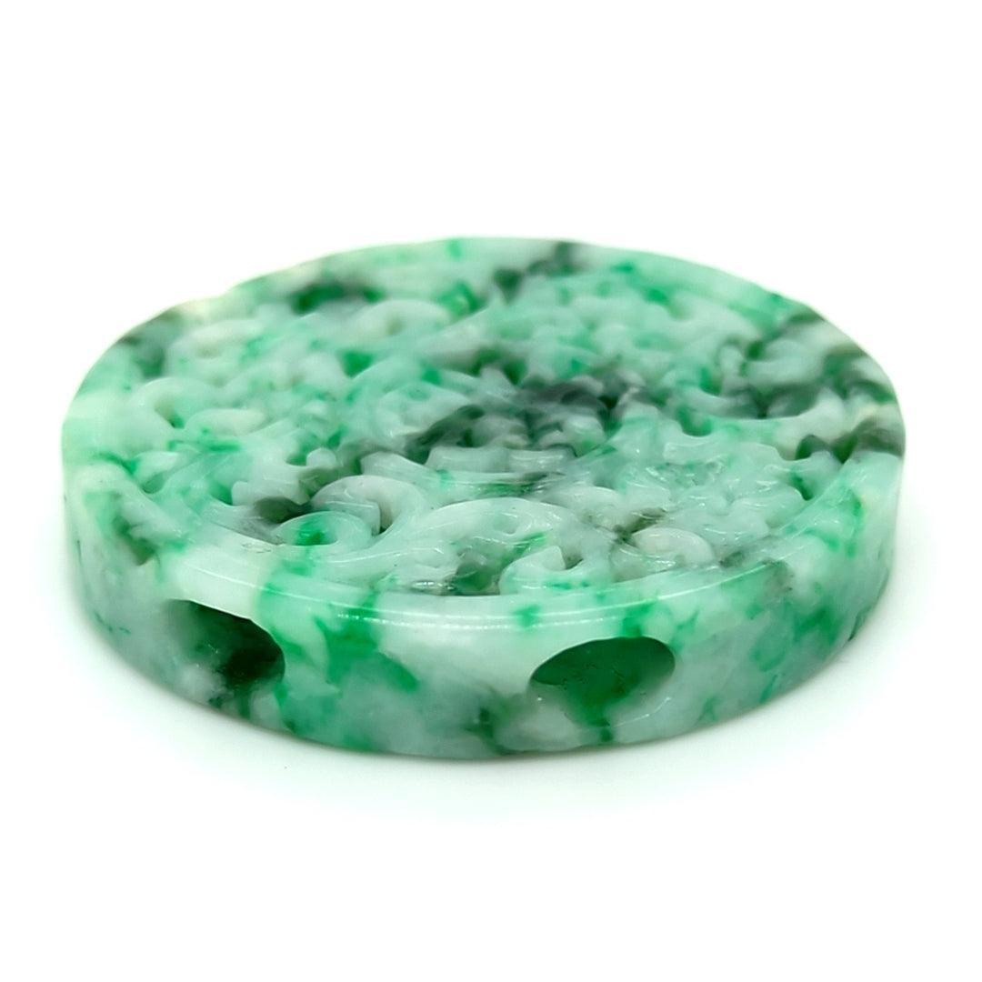 Natural Green Jade Carved Medallion - Mason-Kay Jade - The Rutile Ltd