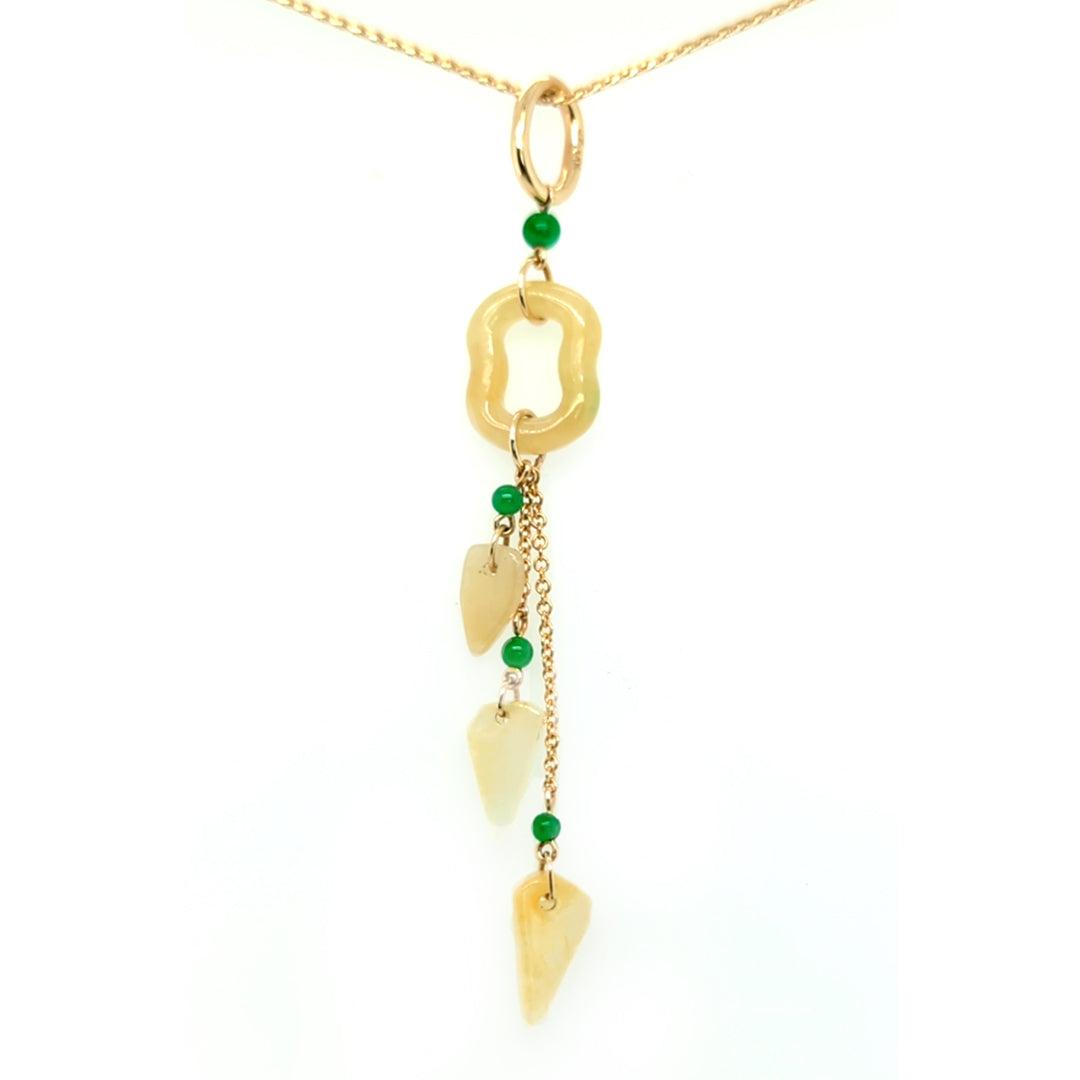 Natural Yellow Jadeite Pendant with Green Jade Accents in 14kt Yellow Gold - Mason-Kay Jade - The Rutile Ltd