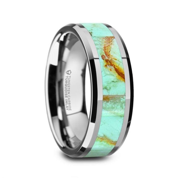 PIERRE - Turquoise and Tungsten Carbide Ring - 8mm - The Rutile Ltd