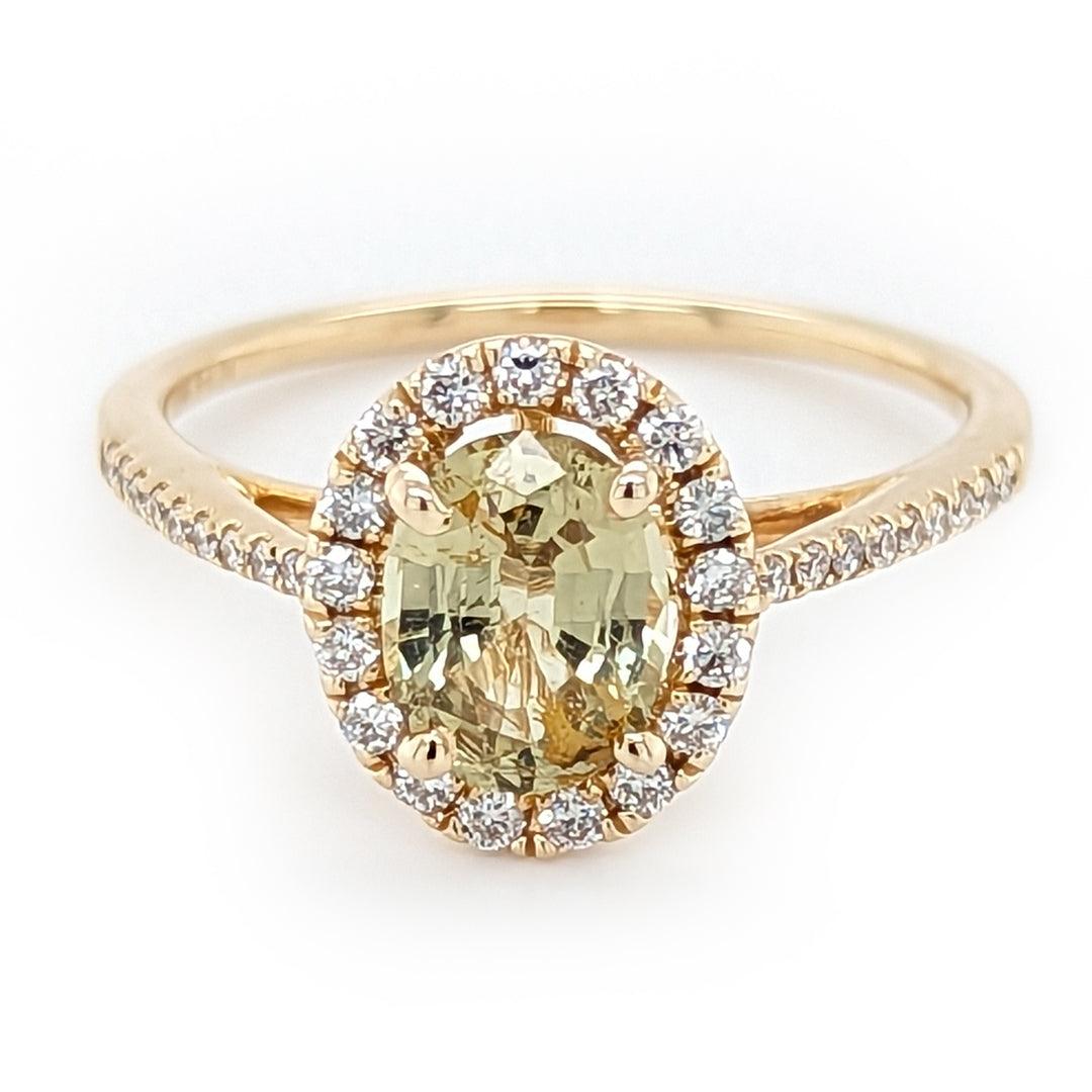 Tanzanian Chrysoberyl and Diamond Ring in 14kt Yellow Gold - The Rutile Ltd