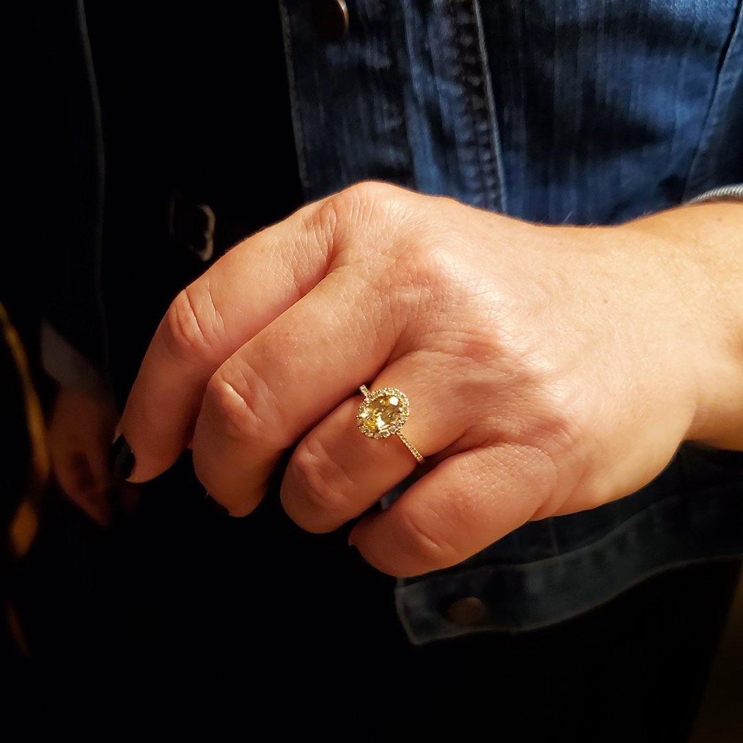 Tanzanian Chrysoberyl and Diamond Ring in 14k Yellow Gold - The Rutile Ltd