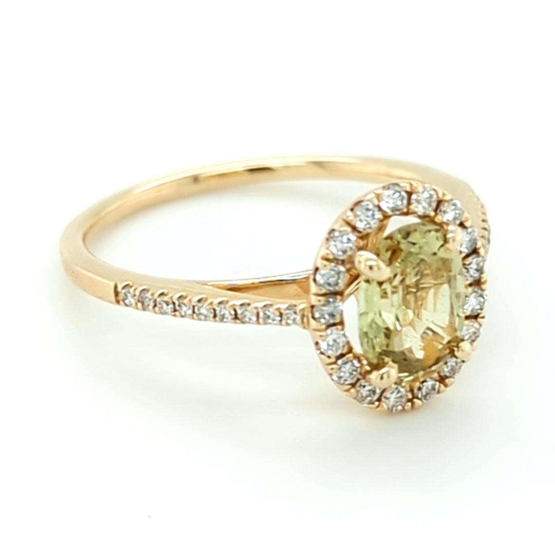 Tanzanian Chrysoberyl and Diamond Ring in 14kt Yellow Gold - The Rutile Ltd