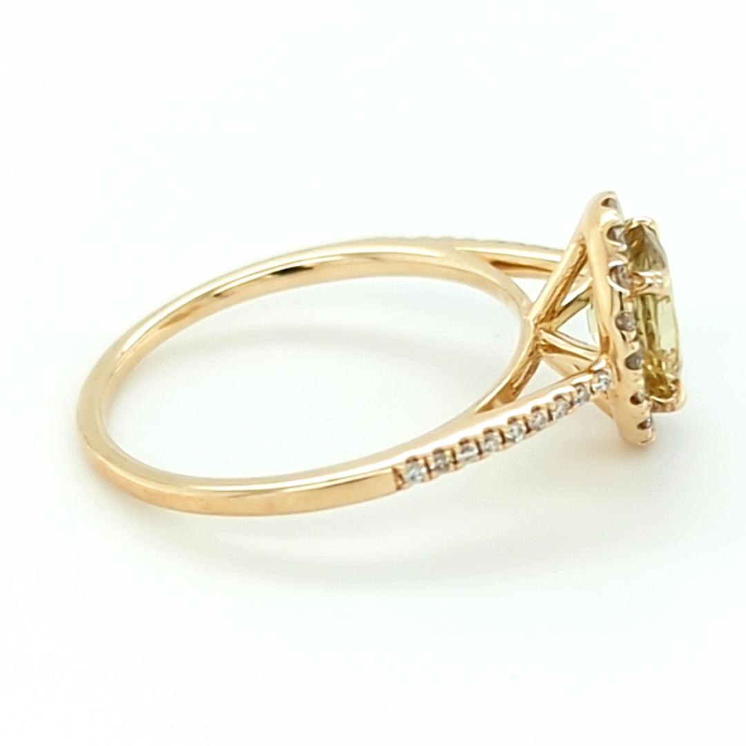 Tanzanian Chrysoberyl and Diamond Ring in 14kt Yellow Gold - The Rutile Ltd
