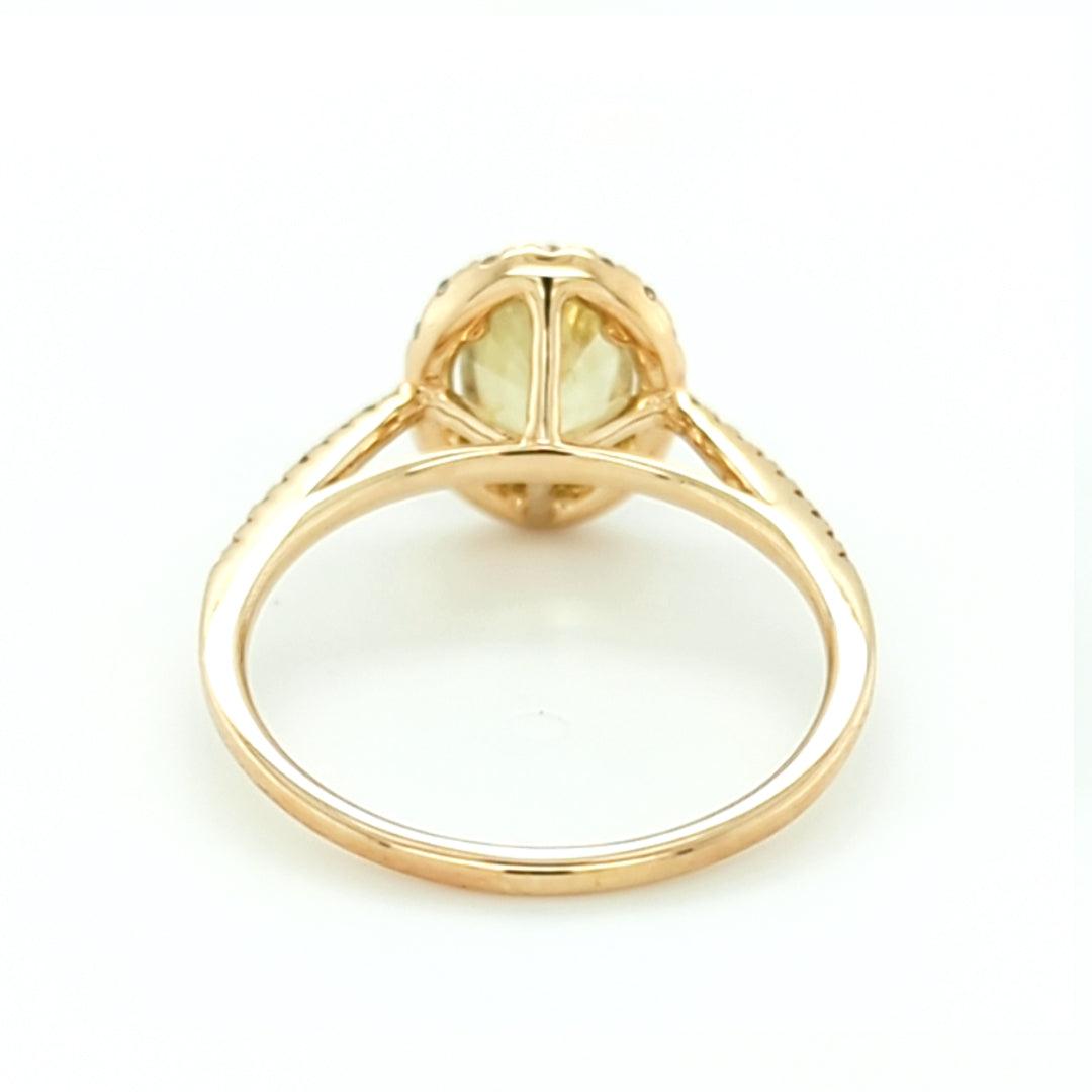 Tanzanian Chrysoberyl and Diamond Ring in 14kt Yellow Gold - The Rutile Ltd