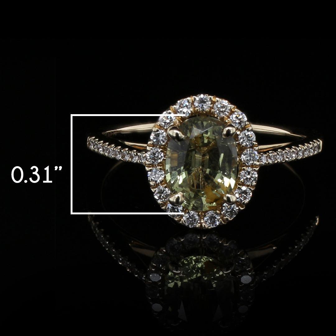 Tanzanian Chrysoberyl and Diamond Ring in 14kt Yellow Gold - The Rutile Ltd