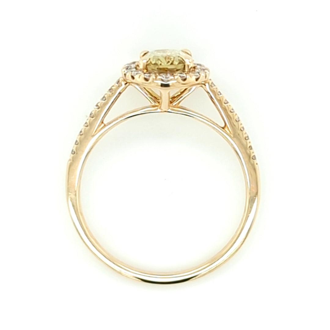 Tanzanian Chrysoberyl and Diamond Ring in 14kt Yellow Gold - The Rutile Ltd