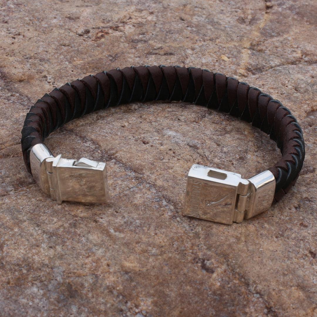 "The Bistre" Woven Brown Leather Bracelet - The Rutile Ltd