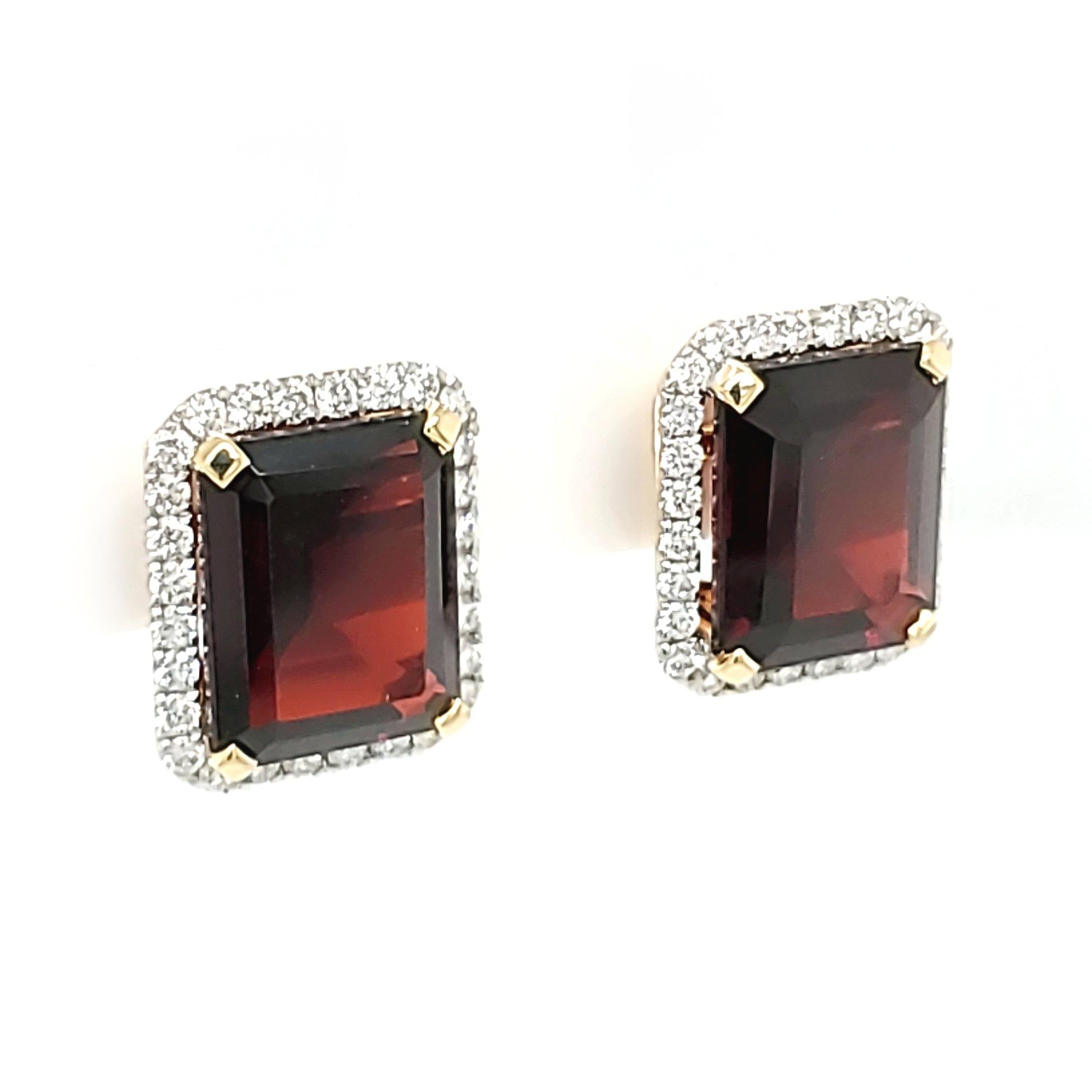 "The Carmine" Garnet and Diamond Earrings in 18kt Yellow Gold - The Rutile Ltd