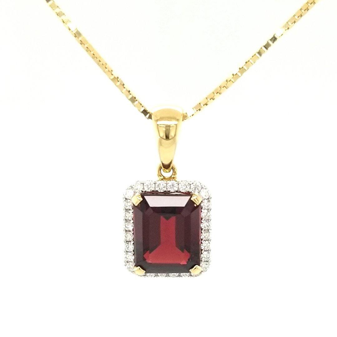"The Carmine" Garnet and Diamond Pendant in 18kt Yellow Gold - The Rutile Ltd