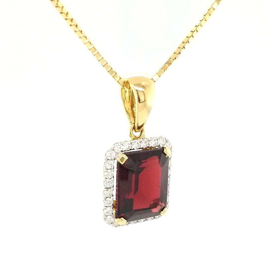 "The Carmine" Garnet and Diamond Pendant in 18kt Yellow Gold - The Rutile Ltd