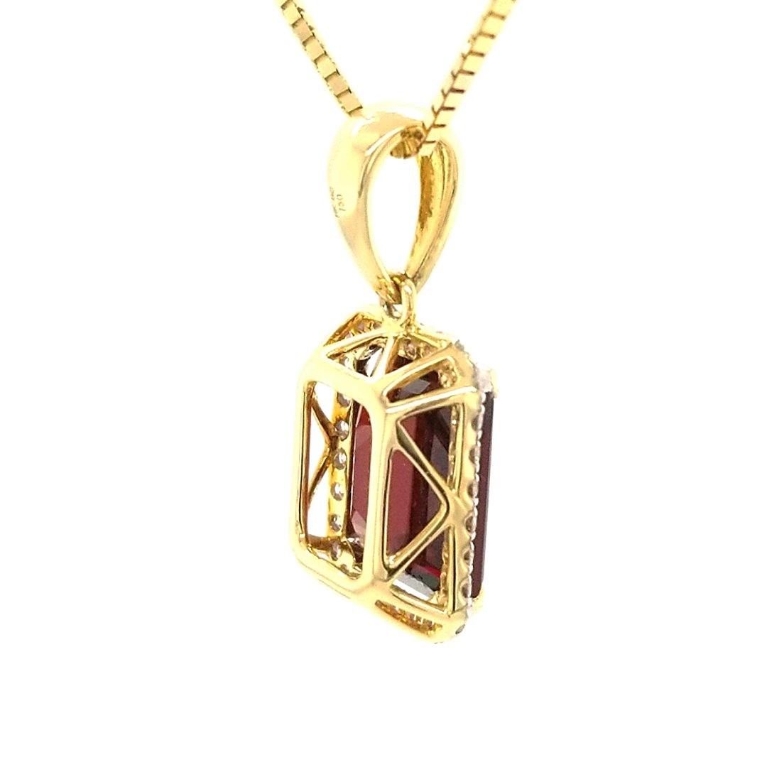 "The Carmine" Garnet and Diamond Pendant in 18kt Yellow Gold - The Rutile Ltd