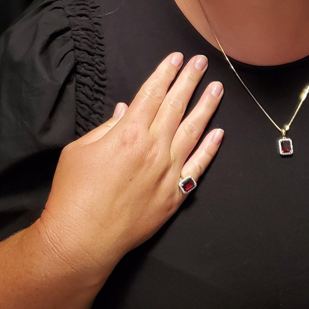 "The Carmine" Garnet and Diamond Ring in 18kt Yellow Gold - The Rutile Ltd