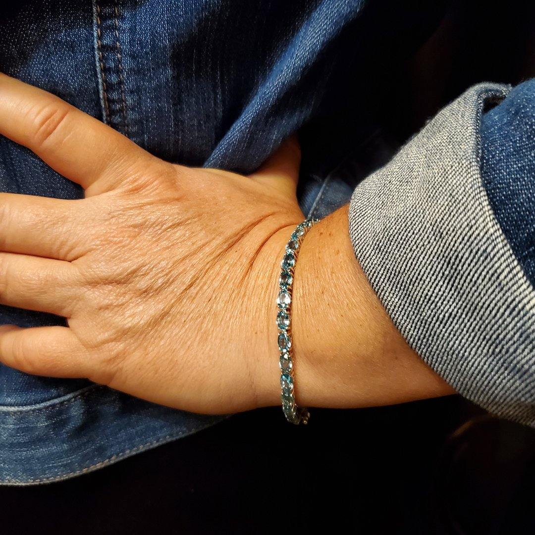 Blue Zircon Bracelet in Sterling Silver - The Rutile Ltd