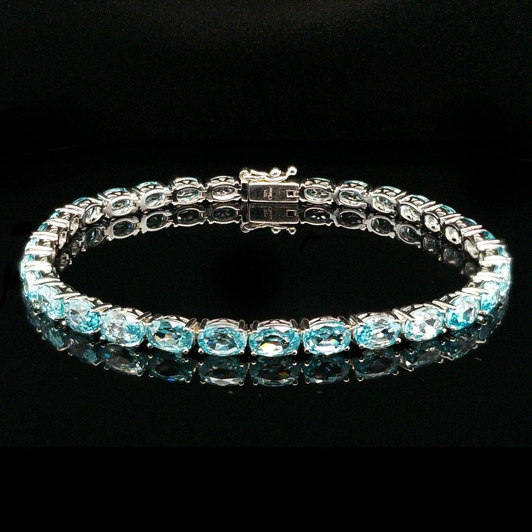 Blue Zircon Bracelet in Sterling Silver - The Rutile Ltd
