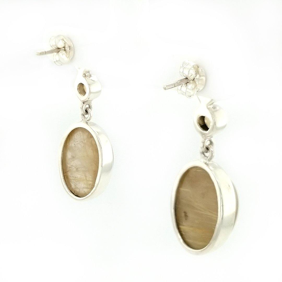 "The Dryad" Handmade Sterling Silver Peridot, Citrine, and Rutilated Quartz Post Earrings - The Rutile Ltd
