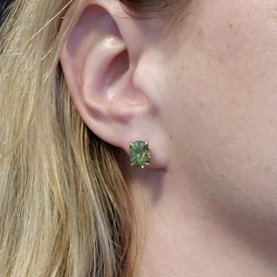 "The Golden" - Extremely Rare Golden-Green Master Cut Zircon Platinum Stud Earrings - The Rutile Ltd