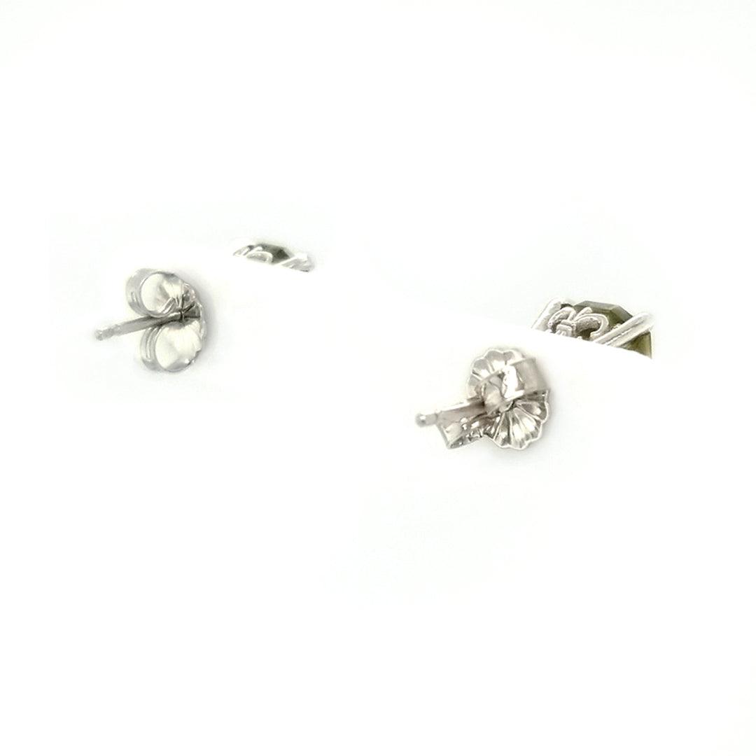 "The Golden" - Extremely Rare Golden-Green Master Cut Zircon Platinum Stud Earrings - The Rutile Ltd
