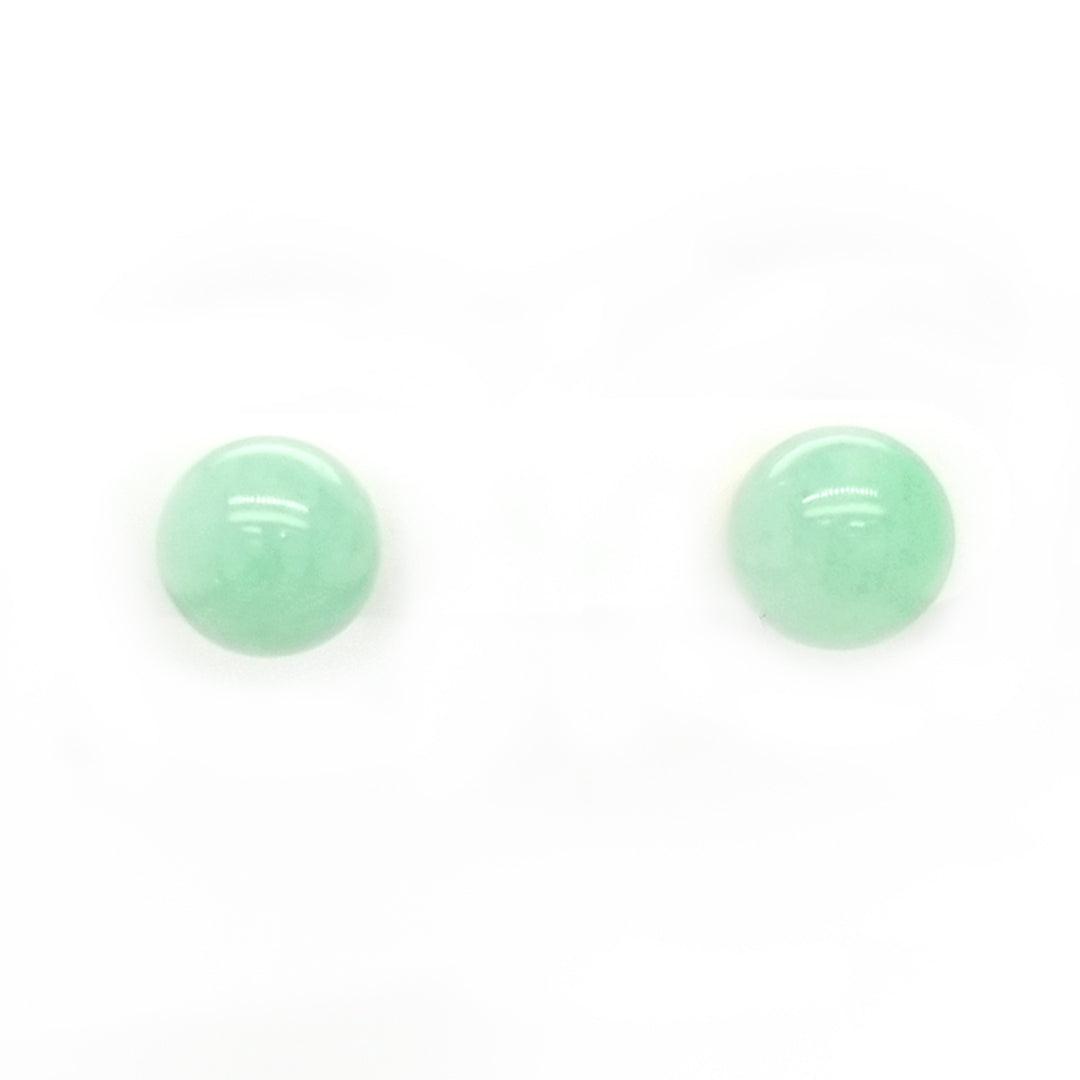“The Harmony” - Green Jade Ball Stud Earrings in 14kt Yellow Gold by Mason-Kay - The Rutile Ltd