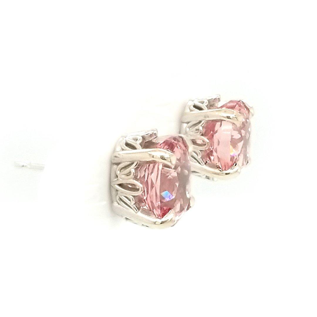 "The Petal" Peach Mahenge Garnet 14kt White Gold Stud Earrings by Mary van der Aa - The Rutile Ltd
