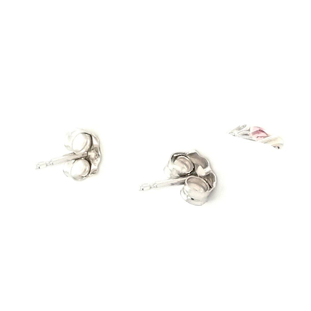 "The Petal" Peach Mahenge Garnet 14kt White Gold Stud Earrings by Mary van der Aa - The Rutile Ltd