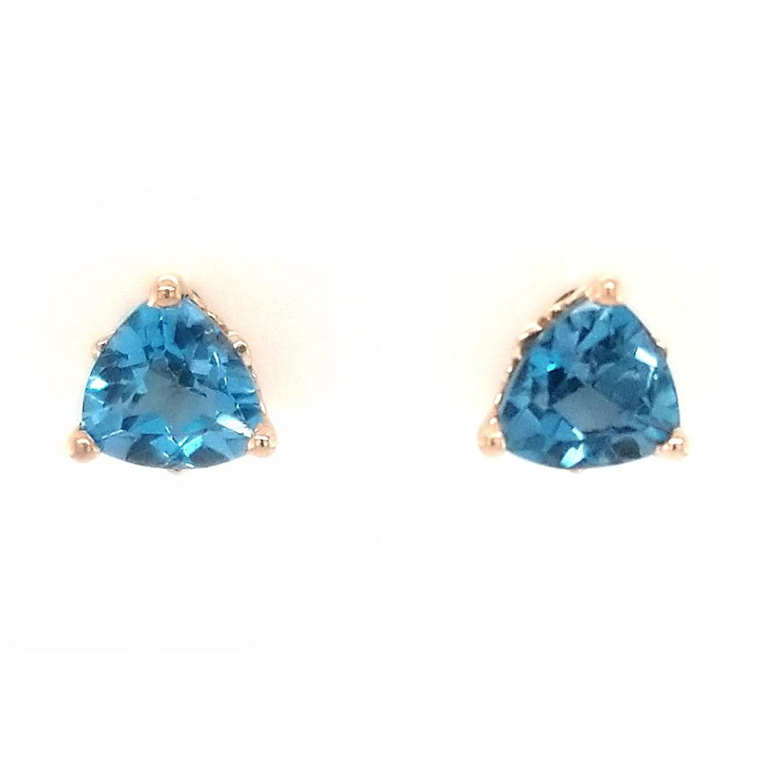 "The Slicker" - London Blue Topaz Stud Filigree Earrings in 14kt Rose Gold - The Rutile Ltd