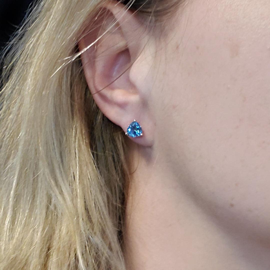 "The Slicker" - London Blue Topaz Stud Filigree Earrings in 14kt Rose Gold - The Rutile Ltd