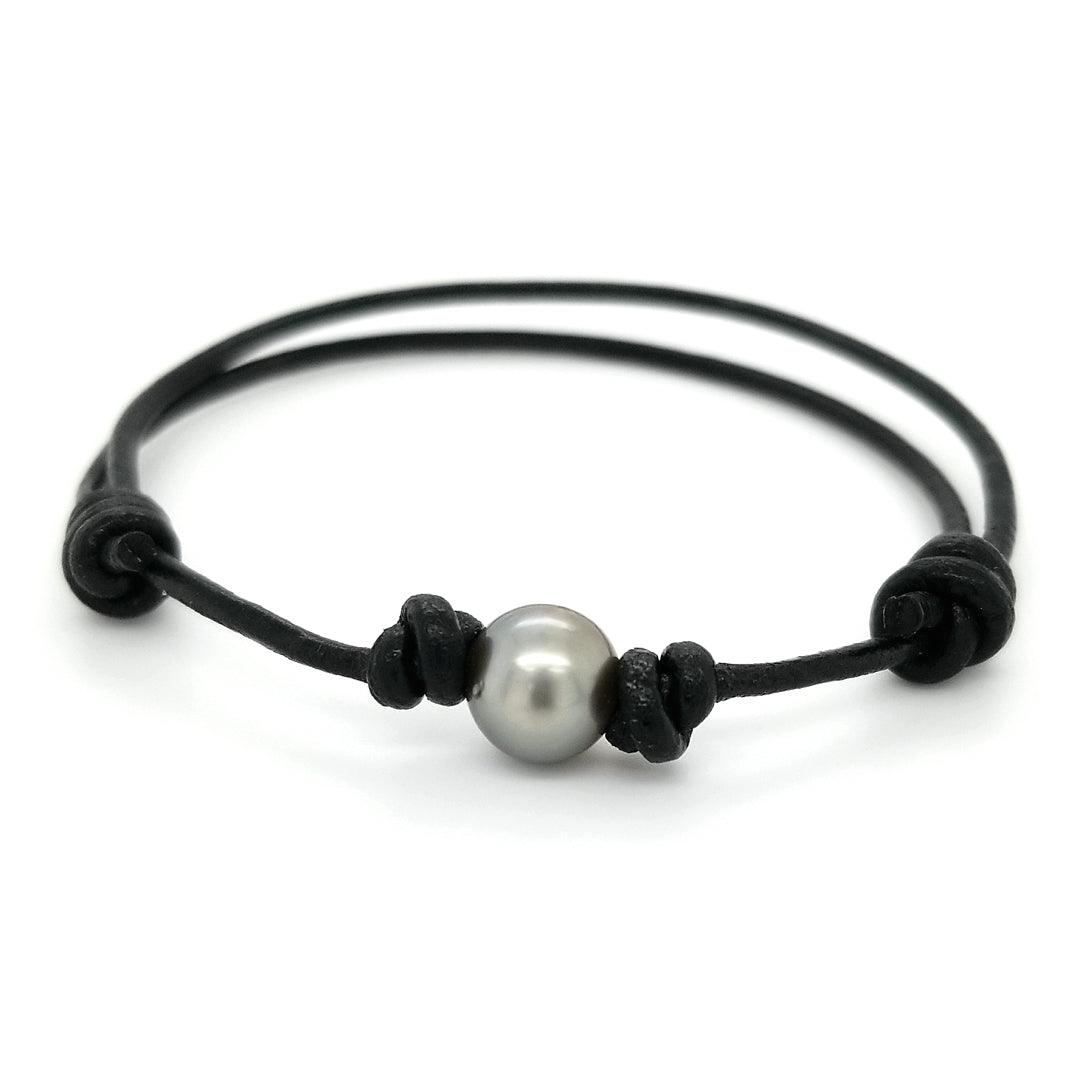 "The Sole" - Single Tahitian Pearl Leather Bracelet - The Rutile Ltd