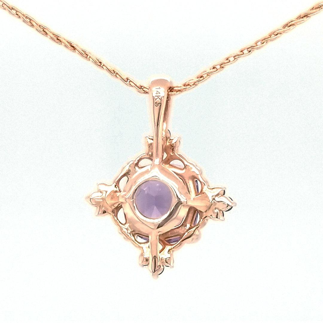 "The Villardin" - Purple Spinel and Black Diamond Pendant in 14kt Rose Gold - The Rutile Ltd