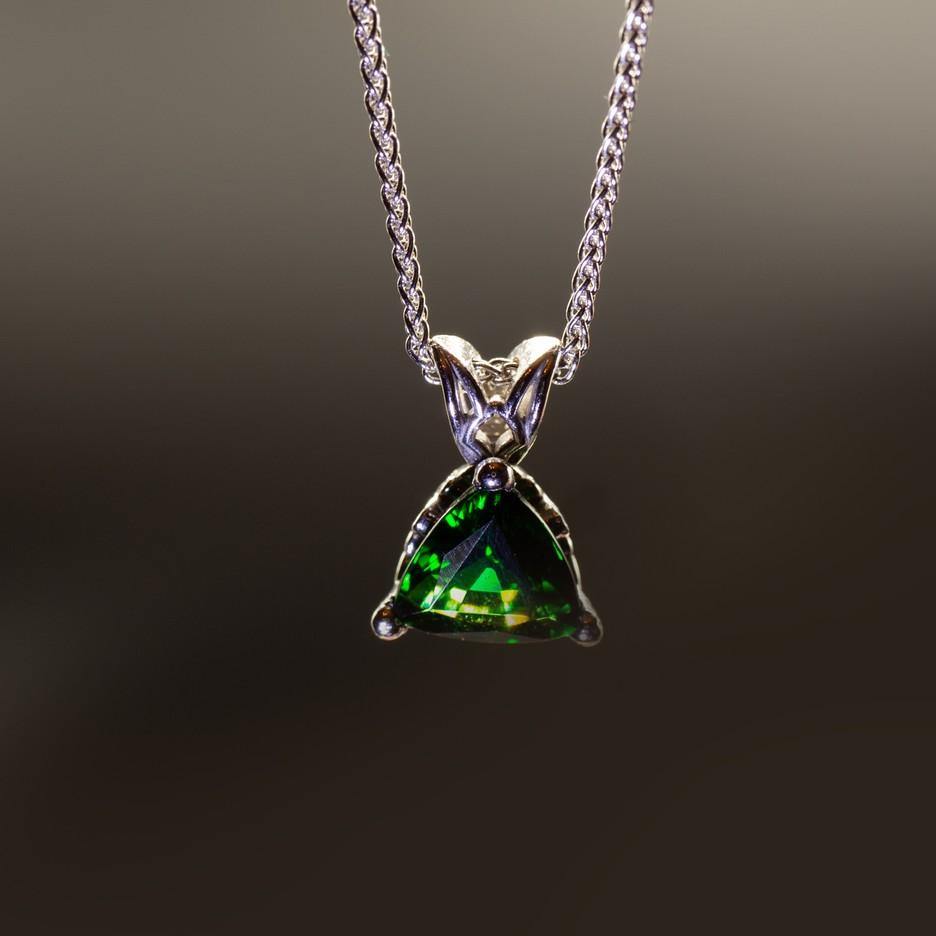 Fine Chrome Tourmaline Pendant in 14kt White Gold - The Rutile Ltd