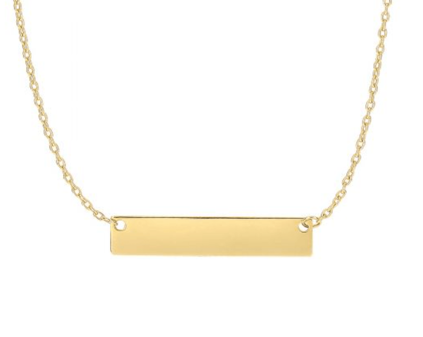 14K Gold Small Bar Necklace - Engravable - The Rutile Ltd