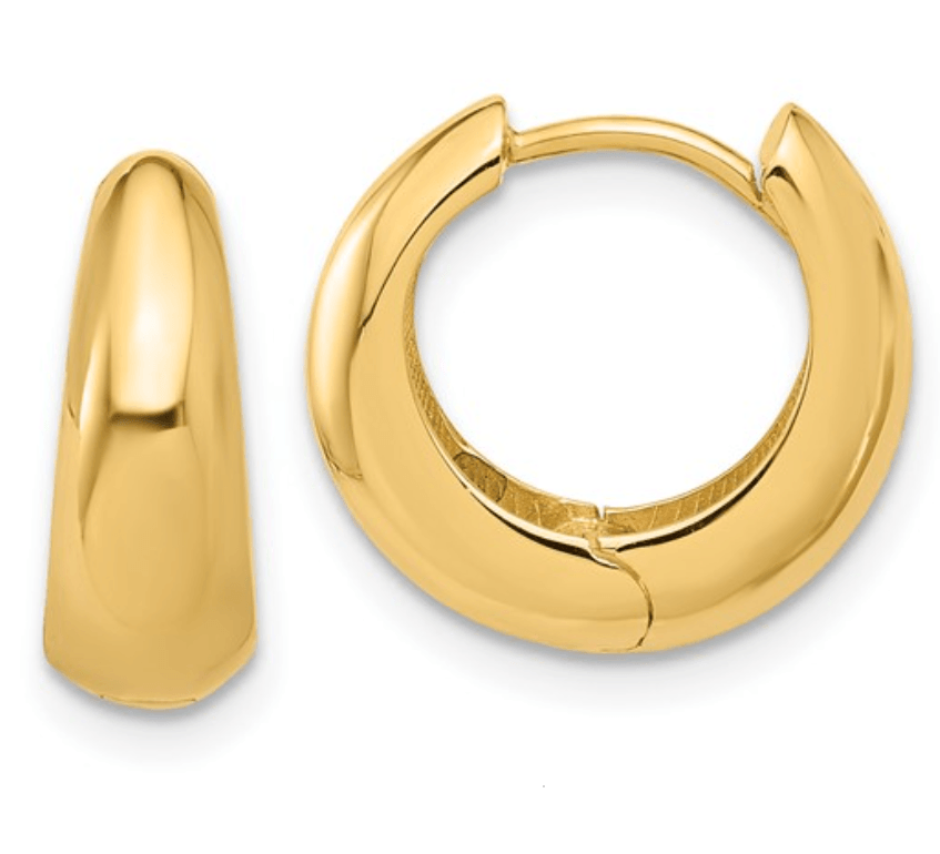 14K Polished Hinged Huggie Hoop Earrings - The Rutile Ltd
