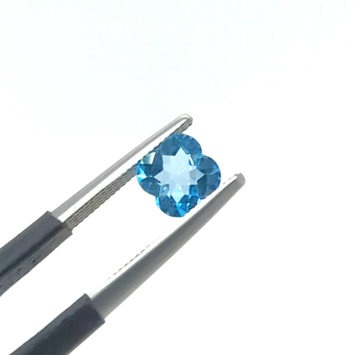 0.85ct Checkerboard Cut Flower Blue Topaz Gemstone