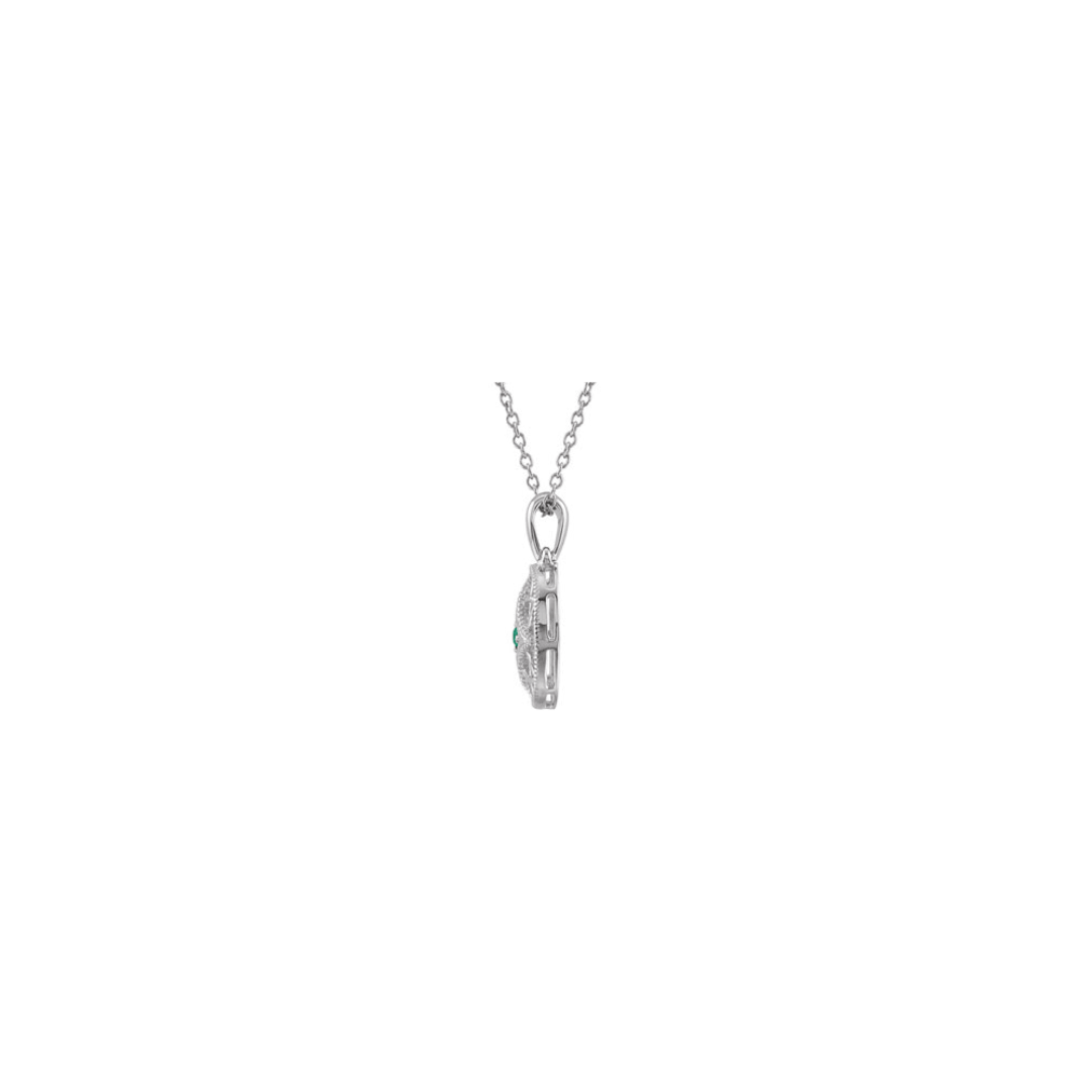 Vintage Inspired Natural Emerald Pendant in Sterling Silver