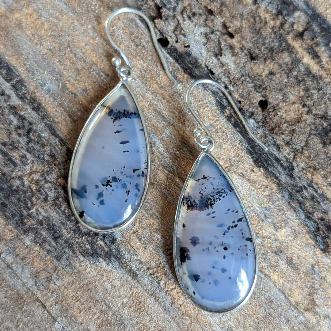 Montana Dendritic Agate Dangle Earrings in Sterling Silver