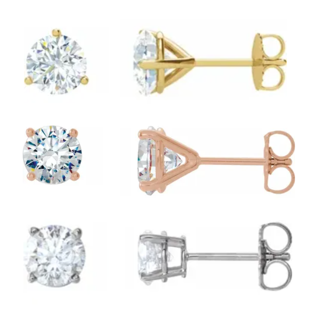 Natural Earth-Mined or Lab-Grown Diamond Stud Earrings in 14kt Gold