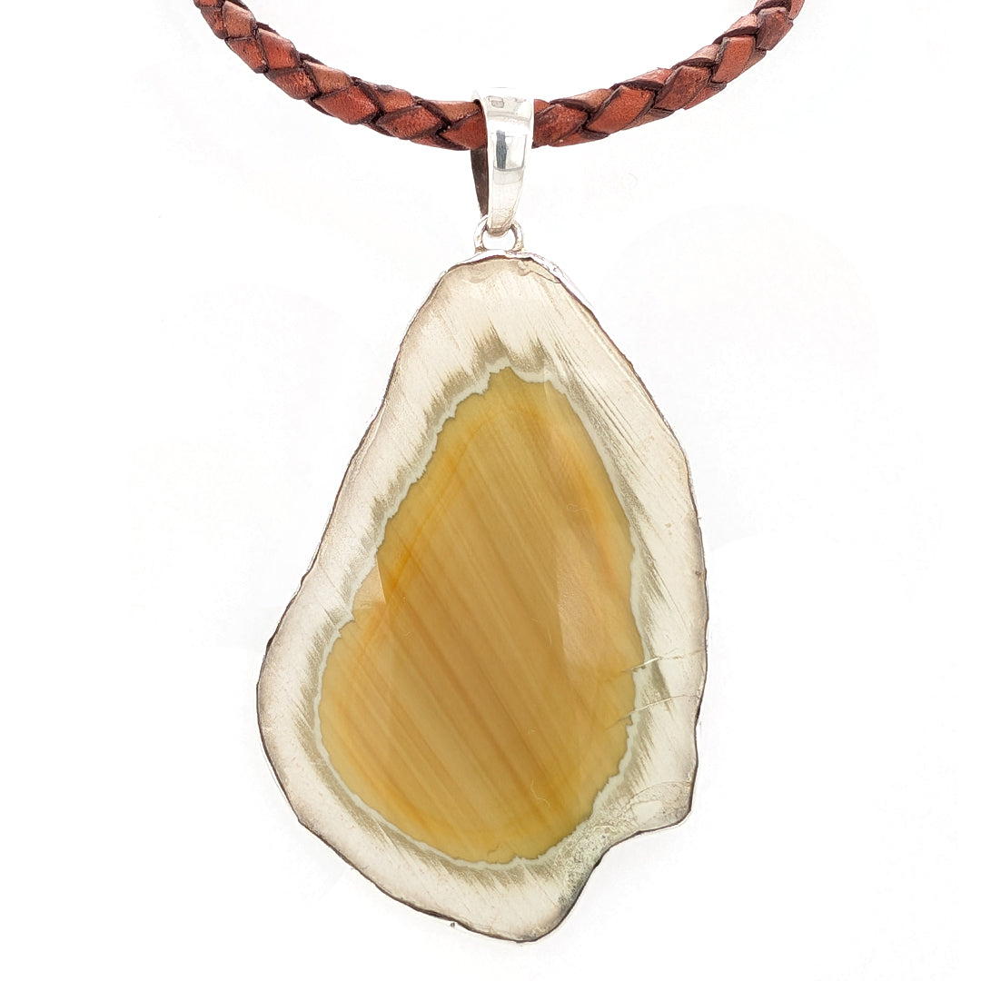 Imperial Jasper Pendant with 20" red leather cord in Sterling Silver