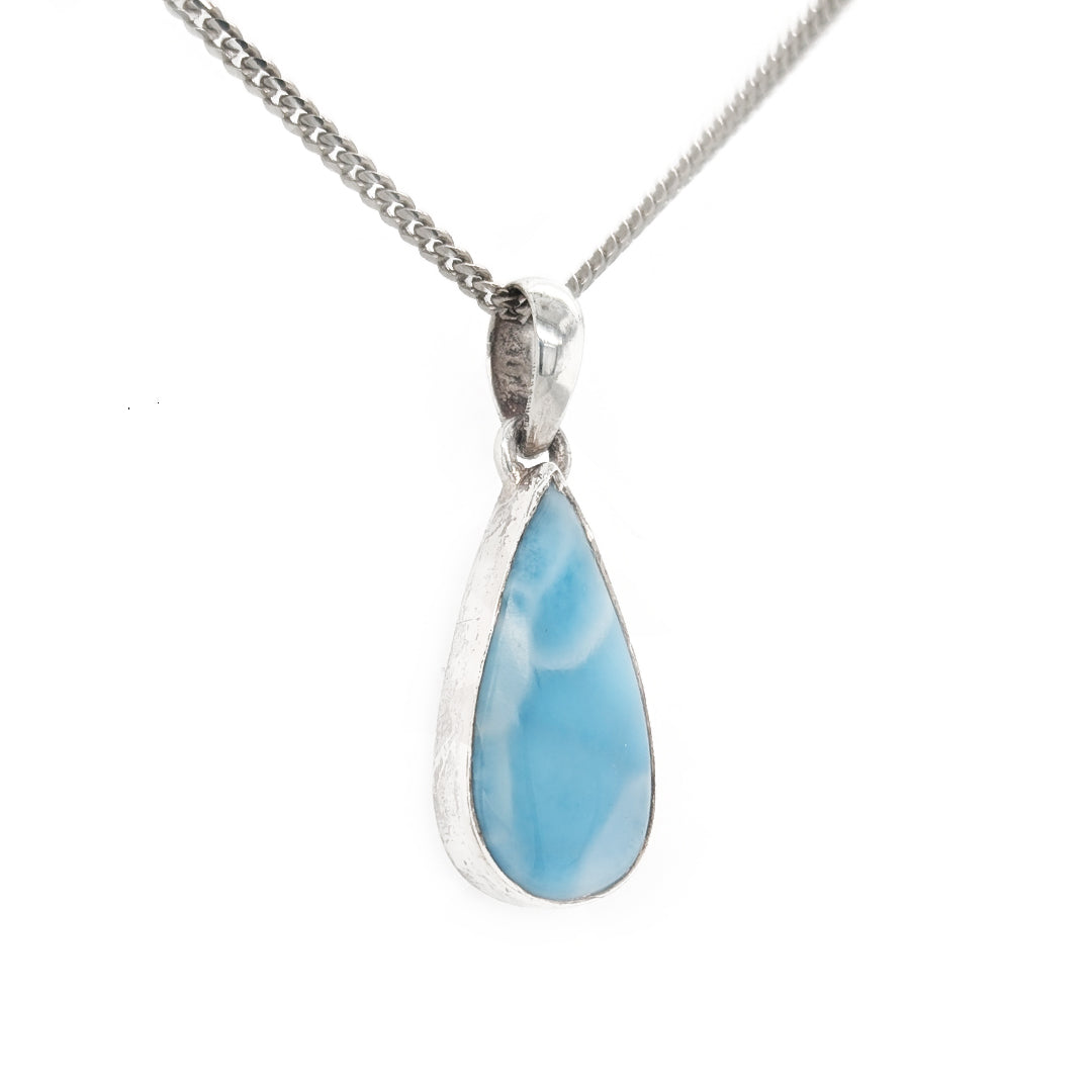 Larimar Sterling Silver Drop Pendant on 18" Curb Chain