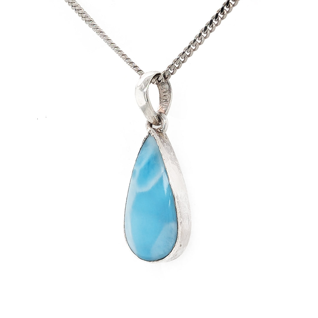 Larimar Sterling Silver Drop Pendant on 18" Curb Chain