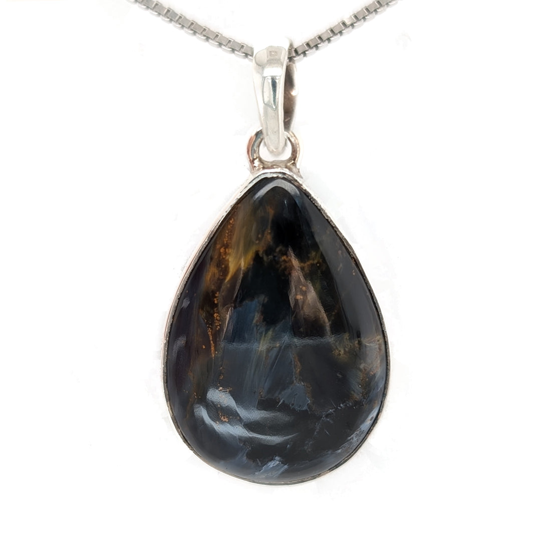 Pear-Shaped Pietersite Pendant on 18" Sterling Silver Chain