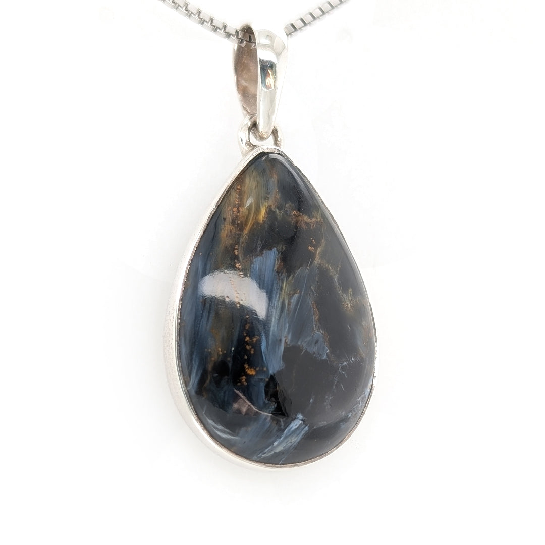 Pear-Shaped Pietersite Pendant on 18" Sterling Silver Chain