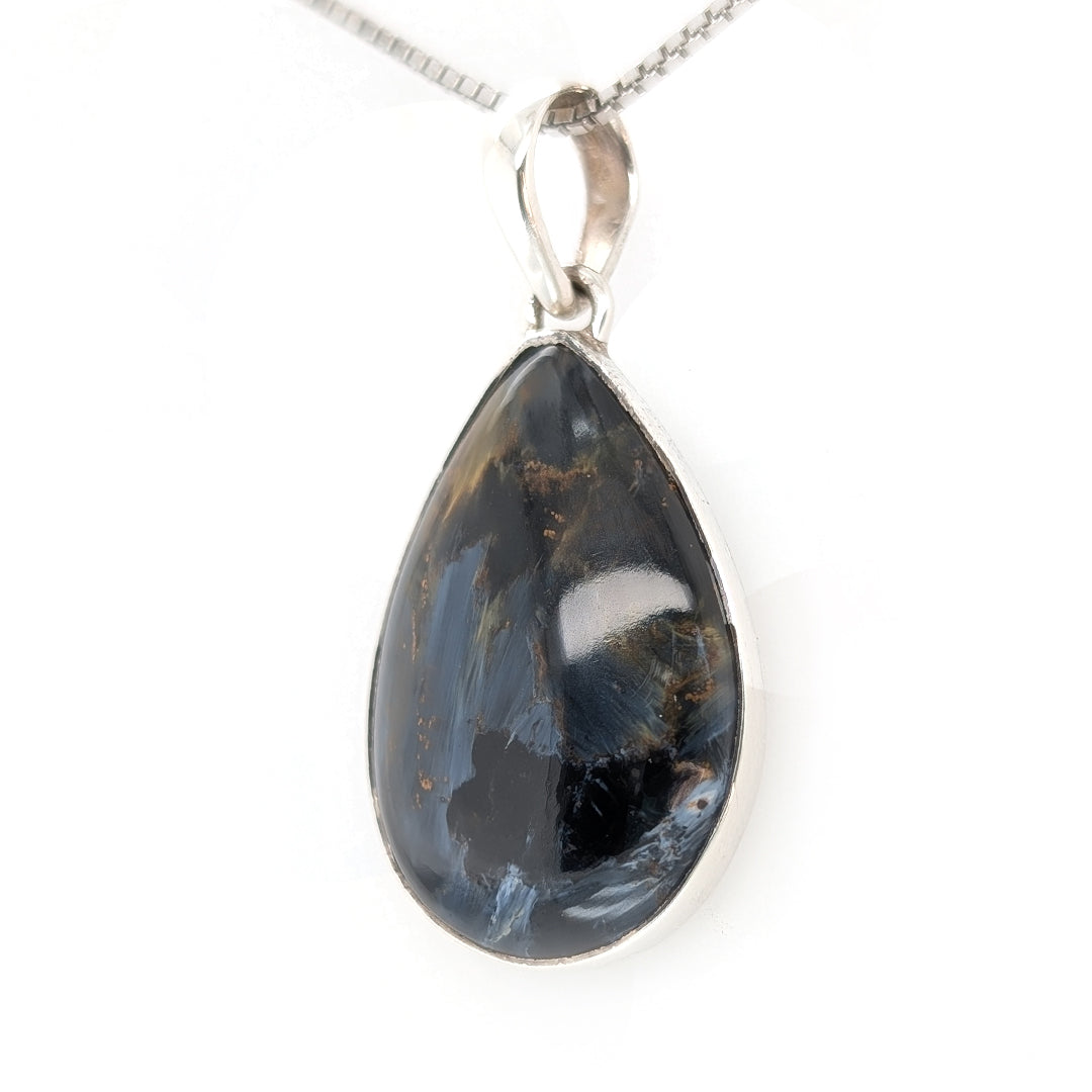 Pear-Shaped Pietersite Pendant on 18" Sterling Silver Chain