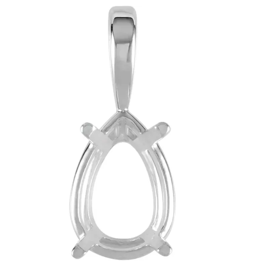 10K White 15x10 mm Pear Basket Pendant Mounting