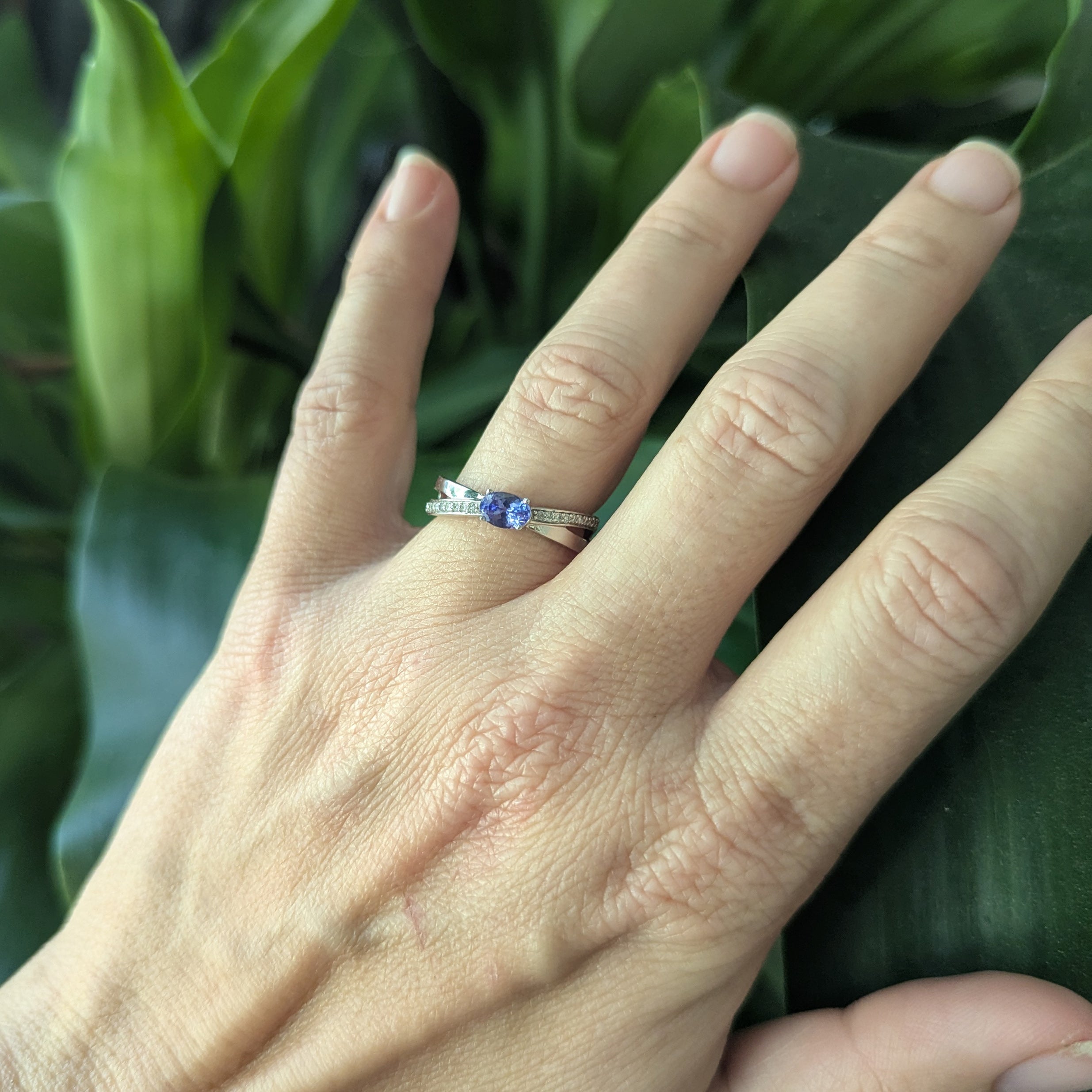 Tanzanite and Diamond Ring in 14kt White Gold